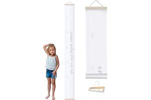 Morxy Canvas Growth Chart for Kids - Unisex Kids Room Wall Decor - Measuring Height Chart- Wall Tape with Height Chart for Kids (Loved Beyond Measure White)