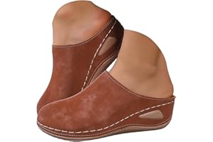 Sandals Womens Non-Slip Shoes Arch Support Sandals with Adjustable Buckle for Indoor & Outdoor Use Slip on Home Clog Slippers