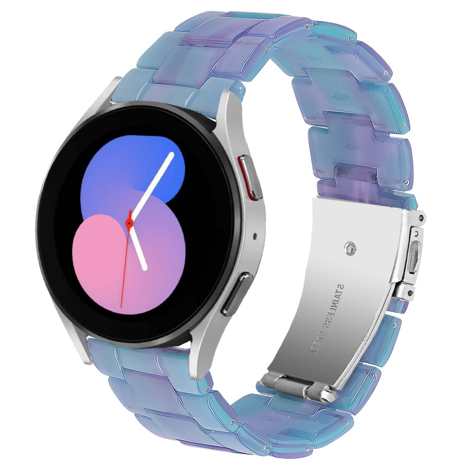 DEALELE Compatible with Samsung Galaxy Watch 6 / 6 Classic / 5 / 5 Pro / Galaxy Watch 4 / 4 Classic / 3 41mm, 20mm Colorful Resin Replacement Strap for Huawei GT2 42mm / GT3 42mm, Rose blue