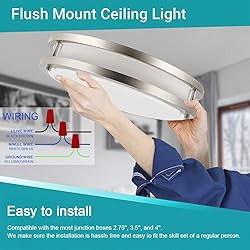 Drosbey 24W LED Ceiling Light Fixture, 10in Flush