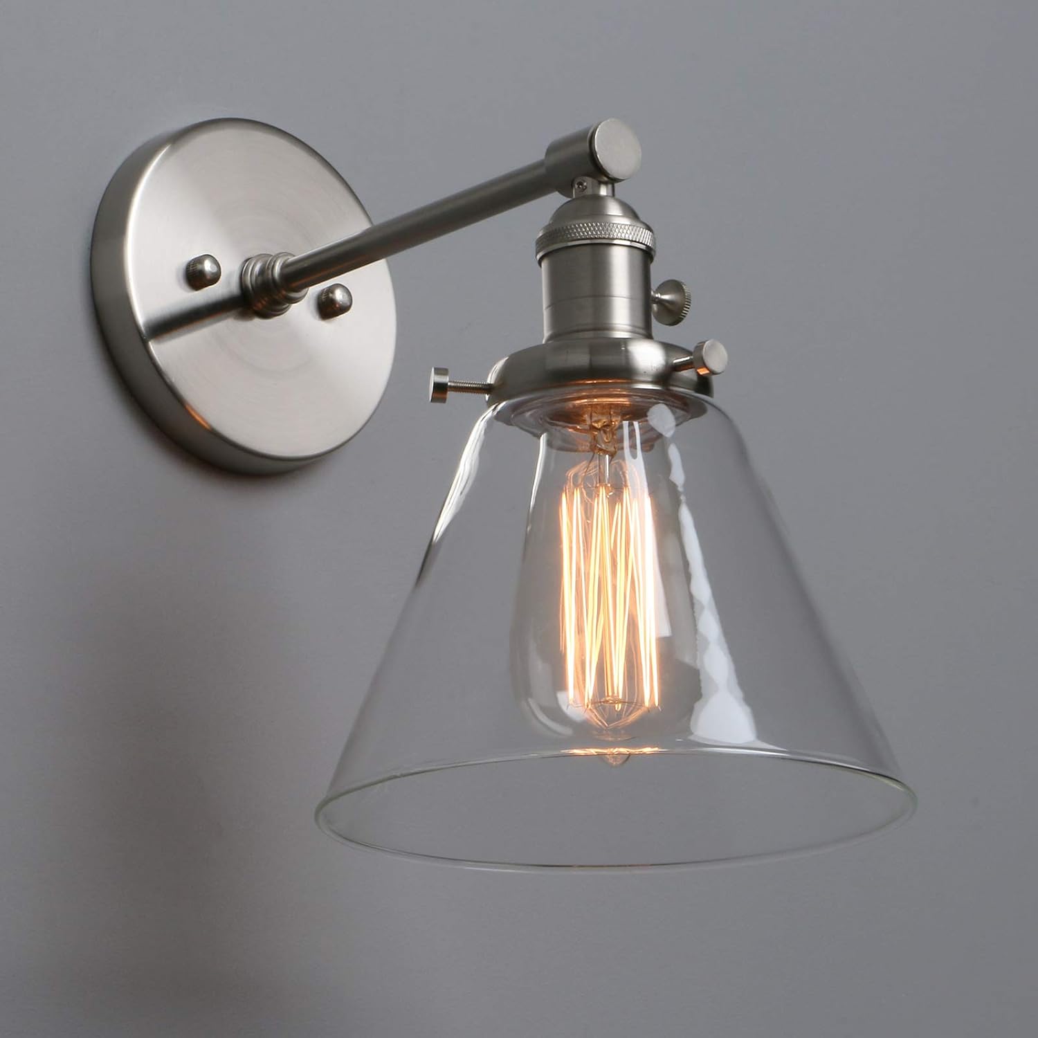 Phansthy Edison Industrial Wall Sconce 7.3 inch Vintage Brass Glass Wall Light Fixture Decorative Lighting for Kitchen Living Room - Image 3