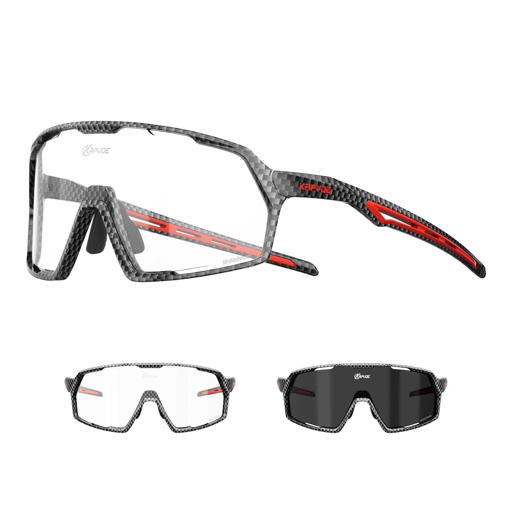 KAPVOE Photochromic Cycling Glasses Men Women Clear Mountain Bike Sunglasses MTB Bicycle Riding Sports Triathlon Running