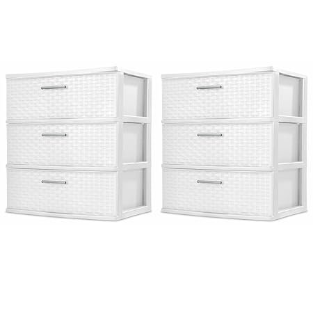 Sterilite 3 Drawer Wide Weave Tower White 2 Pack Amazon Co Uk