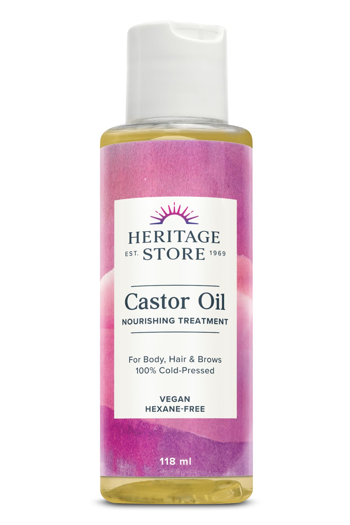 Castor Oil 118ml - Nourishing Hair Growth Oil, Skin Care, Eyelashes & Brows - Cold Pressed, Hexane Free, Vegan & Cruelty Free - Heritage Store