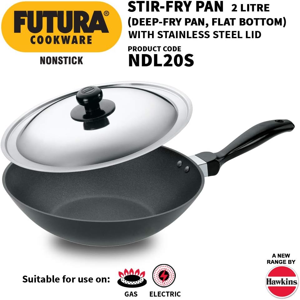 Futura NonStick DeepFry Pan(Kadhai) 2.0 Litre with Steel