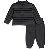 Splendid baby-boys Stripe Half Zip Long Sleeve Set