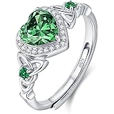 Accver Celtic Sterling Silver Birthstone Ring for Women, Adjustable Size Trinity Knot Heart Design 925 Silver January Garnet Ring, Meaningful Birthday Gift for Girlfriend, Wife, Mom
