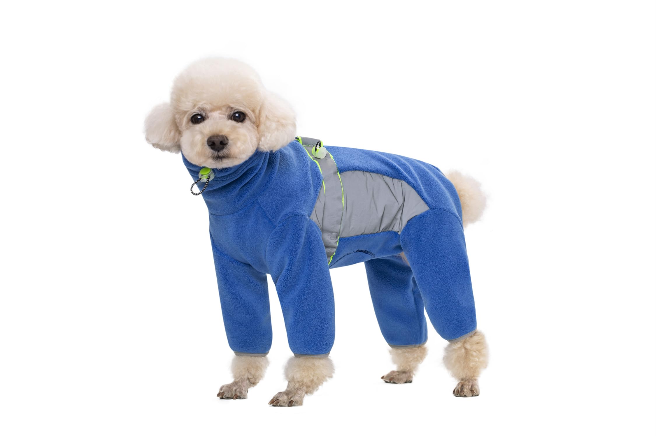 BT Bear Fleece Coat for Dogs,4-Legs Full Body Jacket with D Ring,Adjustable Jumpsuit Zipper Closure,Warm Winter Clothes Cold Weather Coats for Small Medium Dogs(XXL,Blue)
