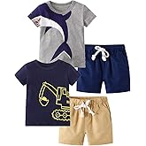 BIBNice Toddler Boy Summer Clothes Outfits Kids Cotton Short Sleeve Shirt Shorts Set 2-7 Years