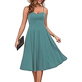 Zattcas Womens 2025 Spring Summer Sleeveless Midi Sundress A Line Flowy Wedding Guest Cocktail Party Dress with Pockets