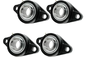 MAPLE ACE UCFL204-12 Flange Bearing 3/4" Bore, Oval 2-Bolt Self-Aligning, Solid Base, R3 Triple Lip Seal, Heavy Duty (Qty 4)