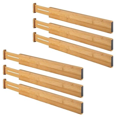 MetroDecor mDesign 6er-Set Verstellbarer Schubladeneinsatz – der perfekte Schubladen Organizer – ideal als Flexibler Schublad