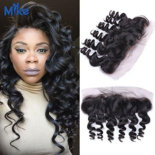 MikeHAIR Raw Indian Virgin Hair Piece Natural Black Color 13x4 Ear To Ear Lace Frontal Closure for black women (20 inch)