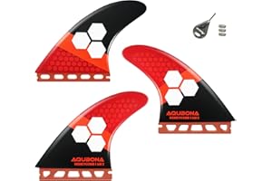 AQUBONA Dual Tab II AM FINS Surfboard Fiberglass Fins for Surfing with Fin Bag, Fin Key, Multiple Colour (Small, Medium, Larg