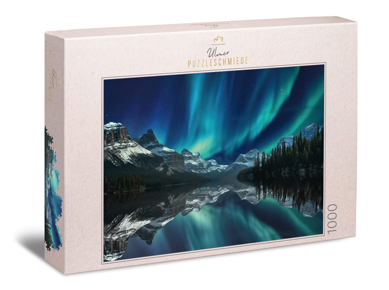 Ulmer Puzzleschmiede - Puzzle "Enchanting Canada" - Classic 1000 Piece Nature Puzzle - Impressive Night Motif from the Far North of Canada - Wild Landscape & Spectacular Aurora Lights