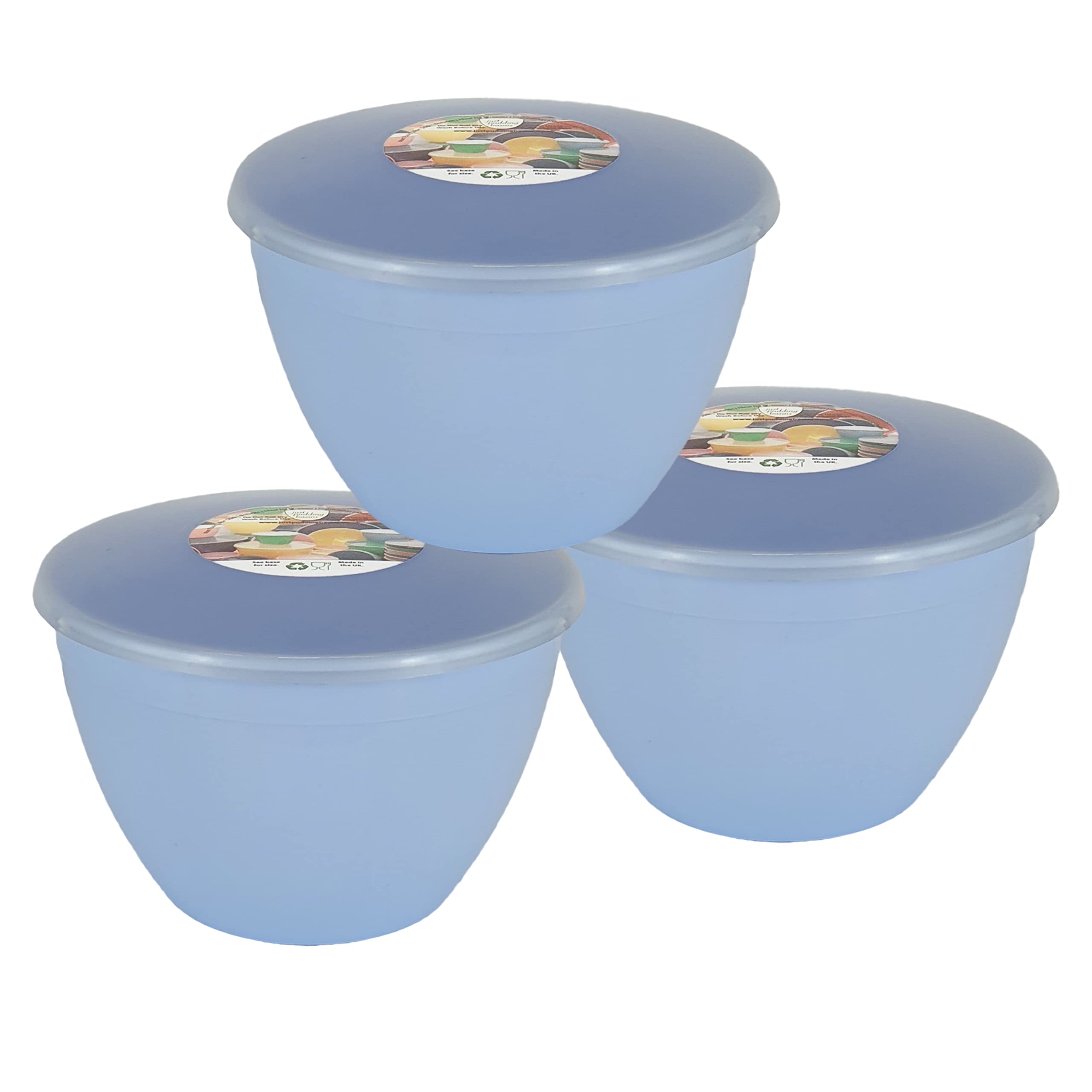 Just Pudding Basins Pastel Sky Blue Steaming Basin and Clear Lid 3 Bowl Pack 1.5 Pint (850ml)