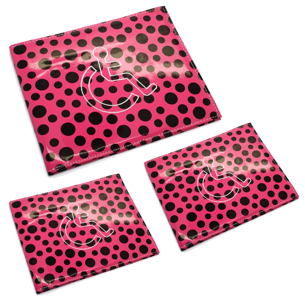 Disabled Badge and Timer Holder Disabled Badge Holder for Car Blue Badge Protector Hologram Safe Parking Permit Display Cover Disability Badge Cover Polka-Dot (Pink) — image 1