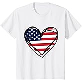 Girls 4th of July 4 Heart Flag US Independence Day Toddler T-Shirt