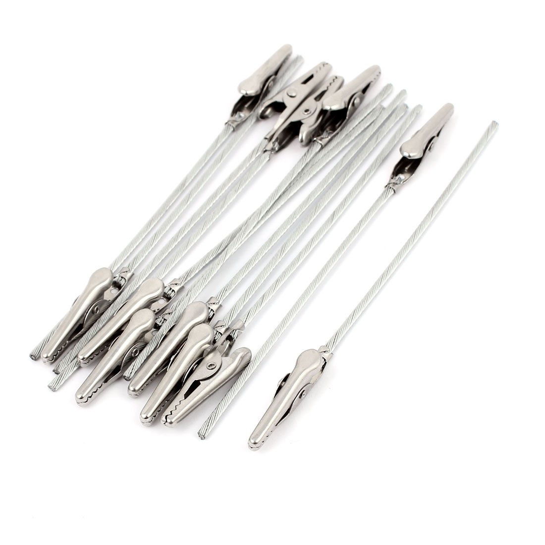 Sourcingmap Metal Non-Insulated Electric Test Crocodile Alligator Clips 125mm Long 12pcs Silver Tone