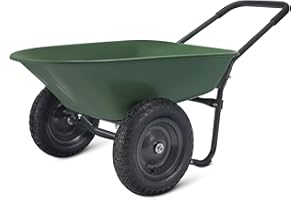 鶹 Basics Wheelbarrow, 3.7 Cubic Feet, 330-Pounds, Green, 68.1W x 136.9D x 69.1H cm, 1-Pack