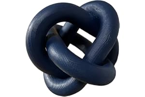 Gudaguu Wood Knot Decor - Coffee Table Chain Link Decor, Hand Carved Boho Rustic Modern Shabby Chic Style, Navy Blue