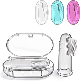 CalMyotis® Baby Zahnbürste, Fingerzahnbürste baby, Zahnpflege, Kindermundpflege und Zahnfleischmassage für Babys 0-24 Monate (3 Stück baby toothbrush mit Aufbewahrungsbox)