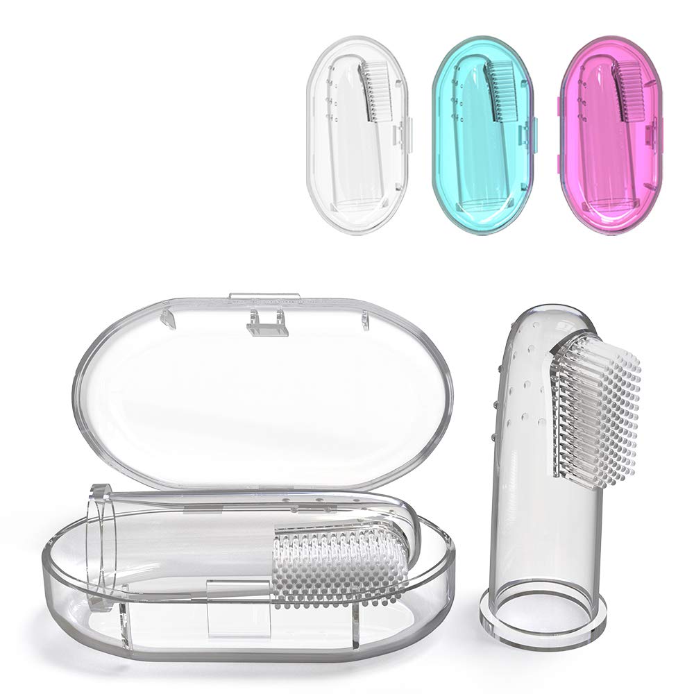 CalMyotis® Baby Zahnbürste, Fingerzahnbürste baby, Zahnpflege, Kindermundpflege und Zahnfleischmassage für Babys 0-24 Monate (3 Stück baby toothbrush mit Aufbewahrungsbox)
