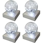 SUNNYPARK 4 Pack Solar Post Cap Lights Outdoor Cool White | Glass Lampshades, Fit 4x4 Wood and Vinyl Posts, Waterproof LED Fence /Deck Solar Post Light for Patio Garden