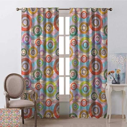 Retro Country Curtains Valance Hippie Style Punk Sixties Circles
