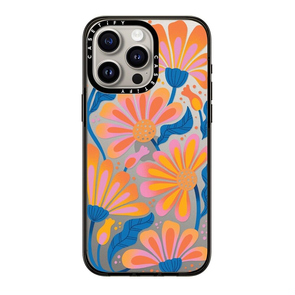 CASETiFY Compact Case for iPhone 15 Pro Max [2X Military Grade Drop Tested / 4ft Drop Protection] - Lazy Daisy - Clear Black — image 1
