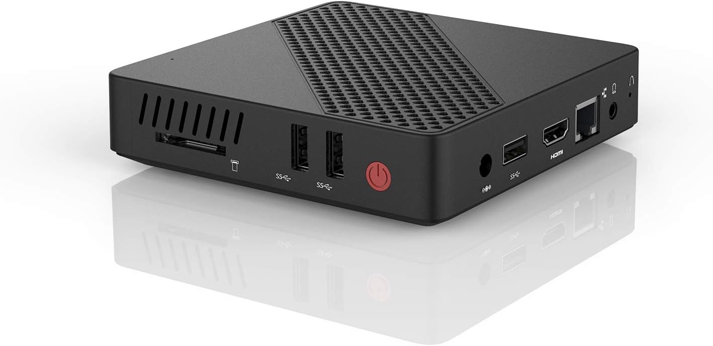 Mini PC, fanless Intel Celeron N3350 Processor 4 GB DDR4 / 64 GB eMMC Mini Desktop Computer with Windows 10, HDMI and VGA Connection, Dual Band WiFi 2.4 + 5.8 G, BT 4.2, 3 USB 3.0