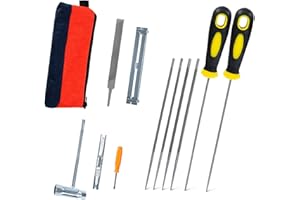 ZELARMAN Chainsaw Sharpening File Kit with Case, Includes 5/32", 3/16", 7/32" Round Files, 6" Flat File, Handle, Filing Guide, Screwdriver and Storage Pouch