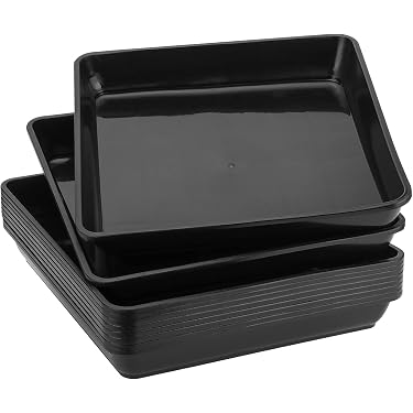 Lot De 2 Grands Bacs Plastique - Soucoupe Pour Pots De Fleurs - Noir - 30x19 Cm - Intérieur/extérieur
