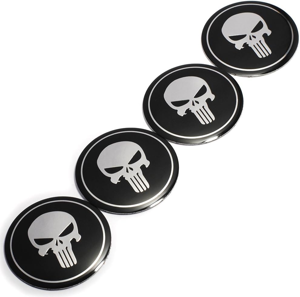 2.2INCH 4PCS Cool 3D Skull Car Steering Tire Wheel Center Car Sticker Hub Cap Emblem Badge Decal Symbol for Opel Renault Mazda BMW Audi Ford
