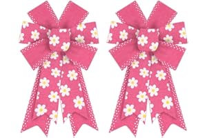 ABTOLS 2PCS Spring Wreath Bows, Spring Floral Pink Flower Bows for Wreath Easter Wreath Bows Easter Bows for Front Door Spring Tree Bows for Indoor Outdoor Decor