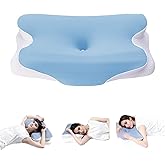 ​Emberlynn's Neck Pillow for Side Sleepers - Cervical Pillow for Neck Pain Relief, Cooling Contour Memory Foam Pillow for Back & Stomach Sleepers, Orthopedic Support Bed Pillows with Adjustable Loft