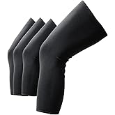 DUGJUB 2 Pairs Compression Long Knee Sleeve Leg Sleeves with Anti-slip Silicone Strips for Men Women Running, Basketball（black）