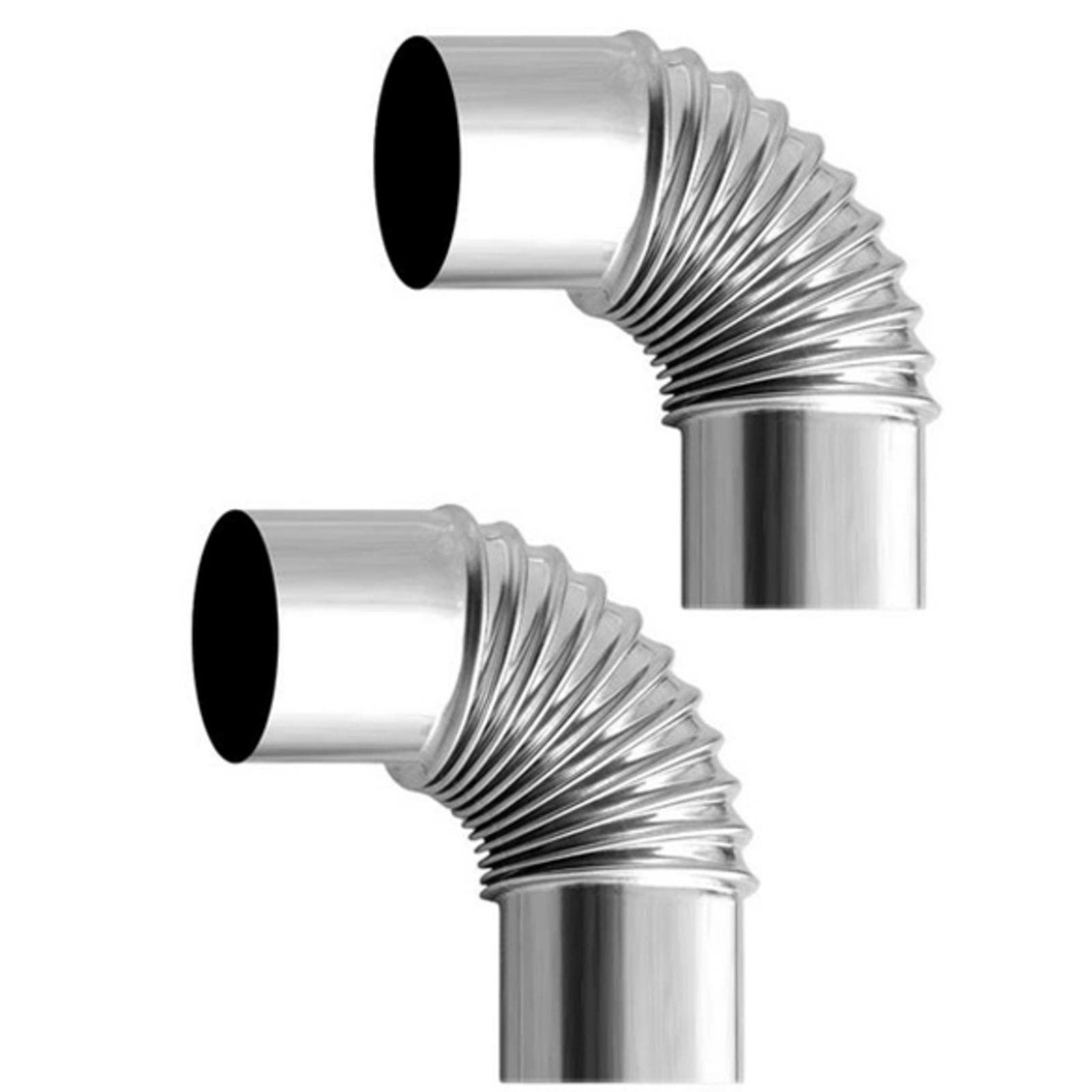 90° Elbow Pipe Ø 60mm, 2 Pack Steel Stove Pipe Elbow, Heat Resistant Flue Pipe for Stoves, Stainless Elbow Chimney Pipe