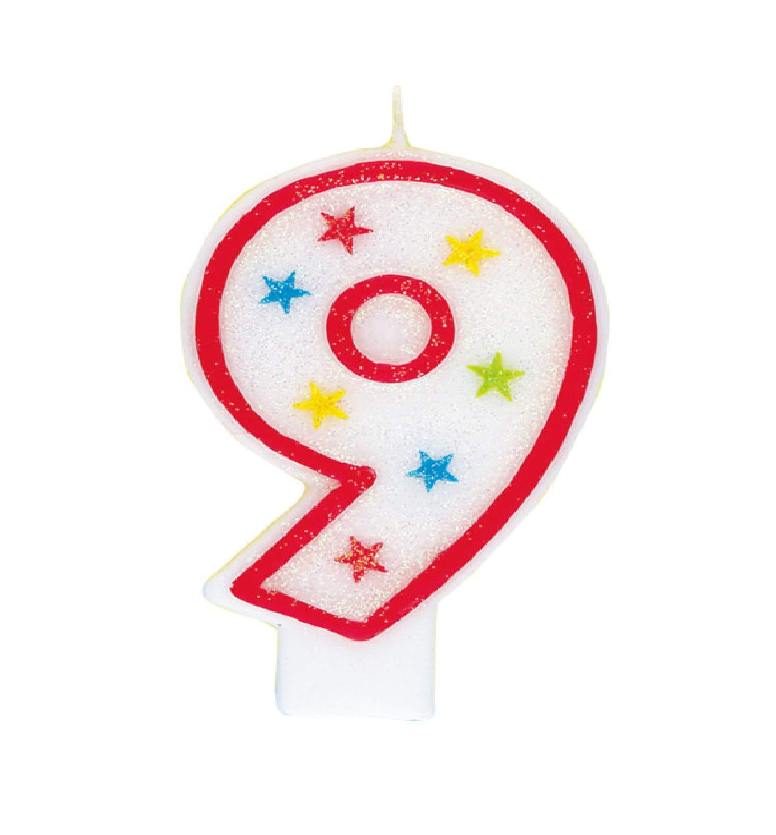 Multicolor Number 9 Glitter Birthday Candle (19cm) 1 Count - Vibrant Celebration Candle for Any Events