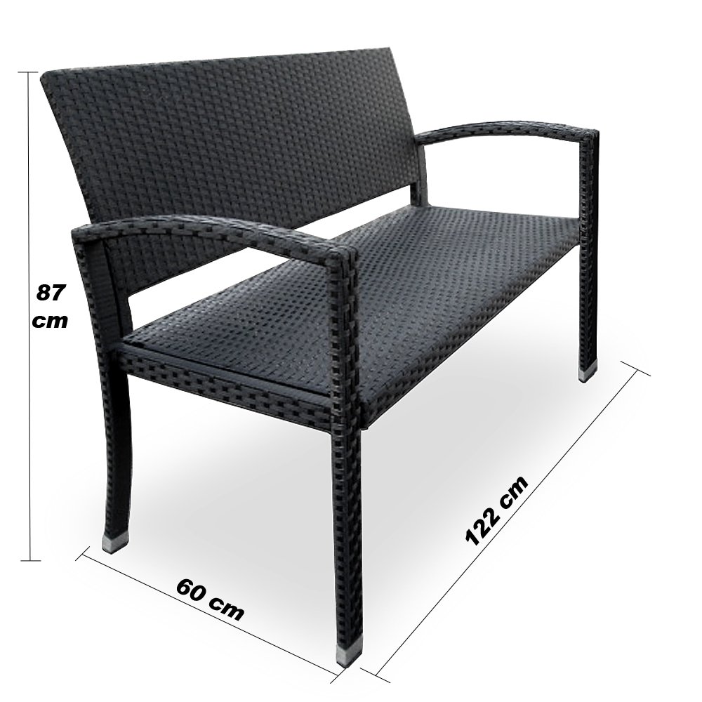 Deuba Gartenbank Poly Rattan 2 Sitzer Uv Lichtbestandig Sitzkomfort Parkbank Bank Sitzbank