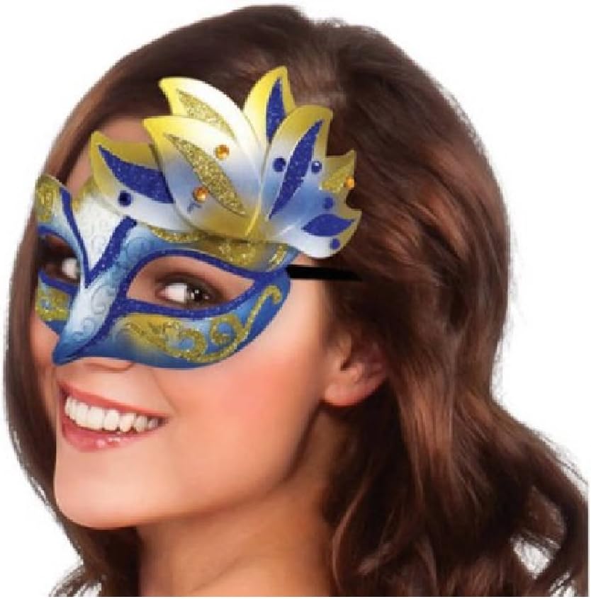 WMT Blue and Gold Carnival Mask Halloween Costume Accessory