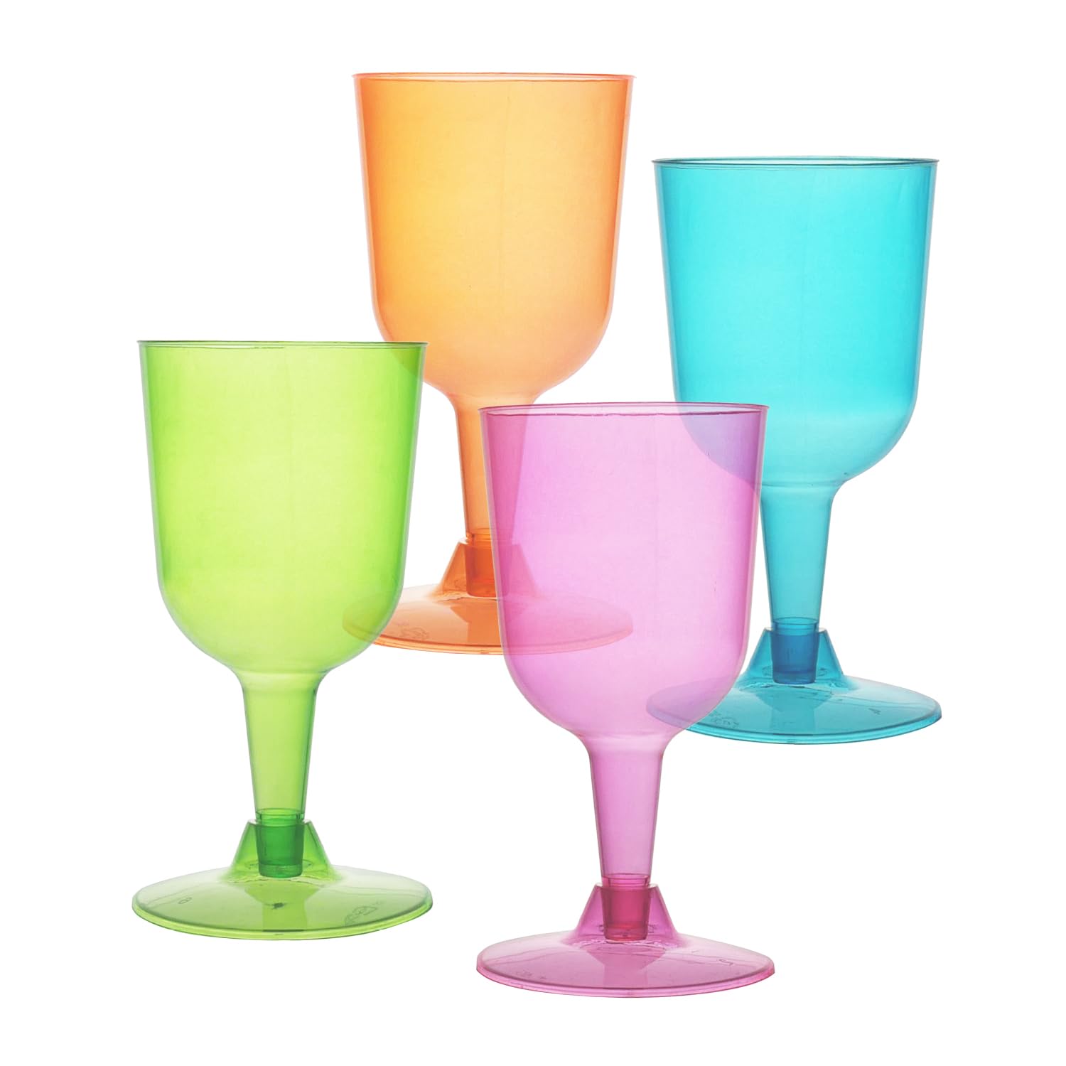 Photo 1 of Party Essentials Hard Plastic Two Piece 5-1/2-Ounce Wine Glasses, Assorted Neon, 20 Count