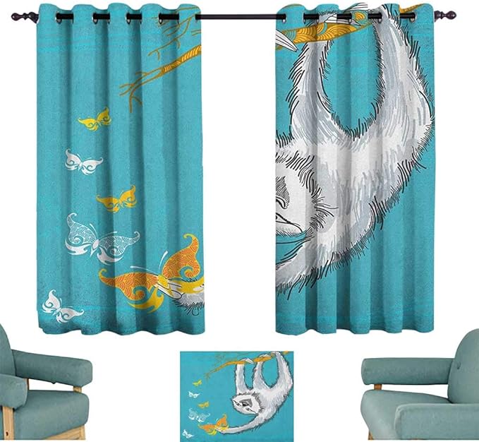 WinfreyDecor - Cortina de poliéster con diseño de perezoso con