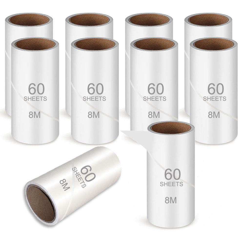10 PCS Lint Roller Refill, 600 Sheets clothes roller sticky, Pet Hair Remover for Clothes, 80 Meters Pre-Cut Clothes Cleaner Roller, Extra Sticky Lint Remover Brush, Removes Lindt