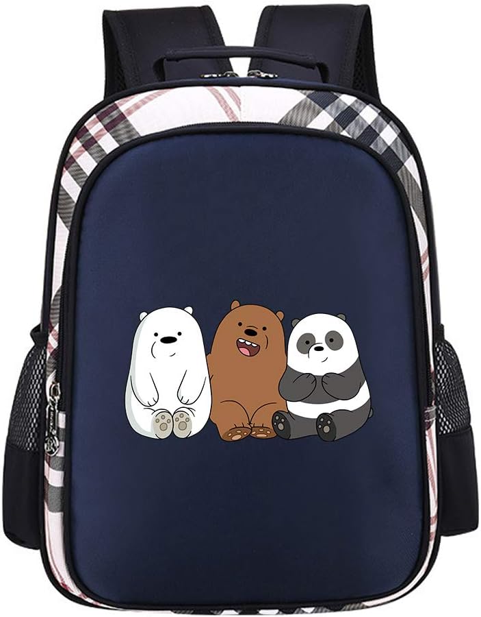 We Bare Bears Casual Backpack Solid Color Backpack School Nylon Backpack School Students Boys Girls Daily Use and Outdoor Backpack Unisex (Color : Dark Blue06, Size : 32 X 15 X 40cm)