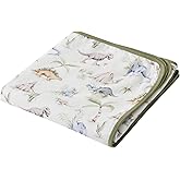 Little Jump Dinosaur Muslin Blanket Baby Quilt - Silky Soft and Breathable Crib Blanket for Daycare - Large 47" x 47" - 2 Layers Toddler Summer Blankets for Boys (Dinosaur-2)