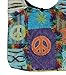 Boho Bohemian Recycled Ripped Razor Cut Patch Fringe Peace Sling Crossbody Monk Bag Purse Nepal (Fringe Peace)