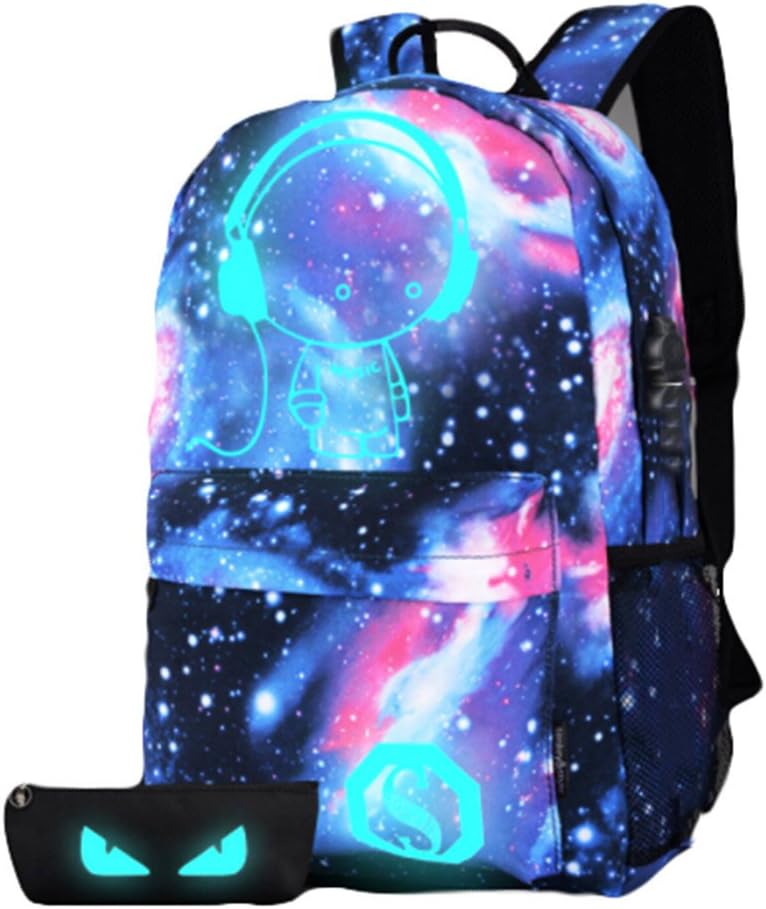 GbaoY New Star Luminous Backpack Double Shoulder School Bag Laptop Bag Glow in The Dark (H04)