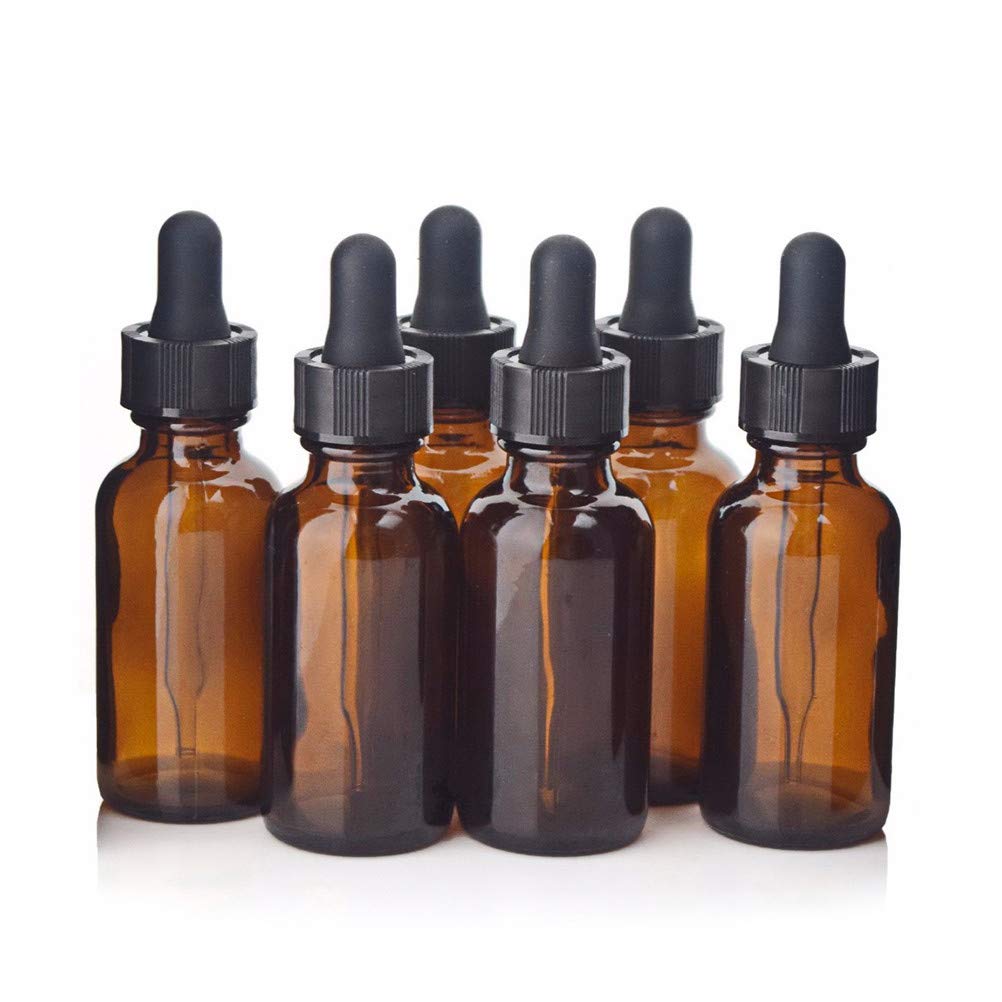 Frcolor Glass Bottles for Essential Oils, 9 Pack 30 ml Amber Bottle with Dropper and Cap