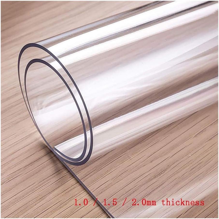 AGLZWY Table Pad 1.0/1.5/2.0mm Thick Soft Glass PVC Chair Mat Waterproof Oil-proof Rectangle Tabletop Protector Cover For Hardwood Floor Office Dining Room, Customizable